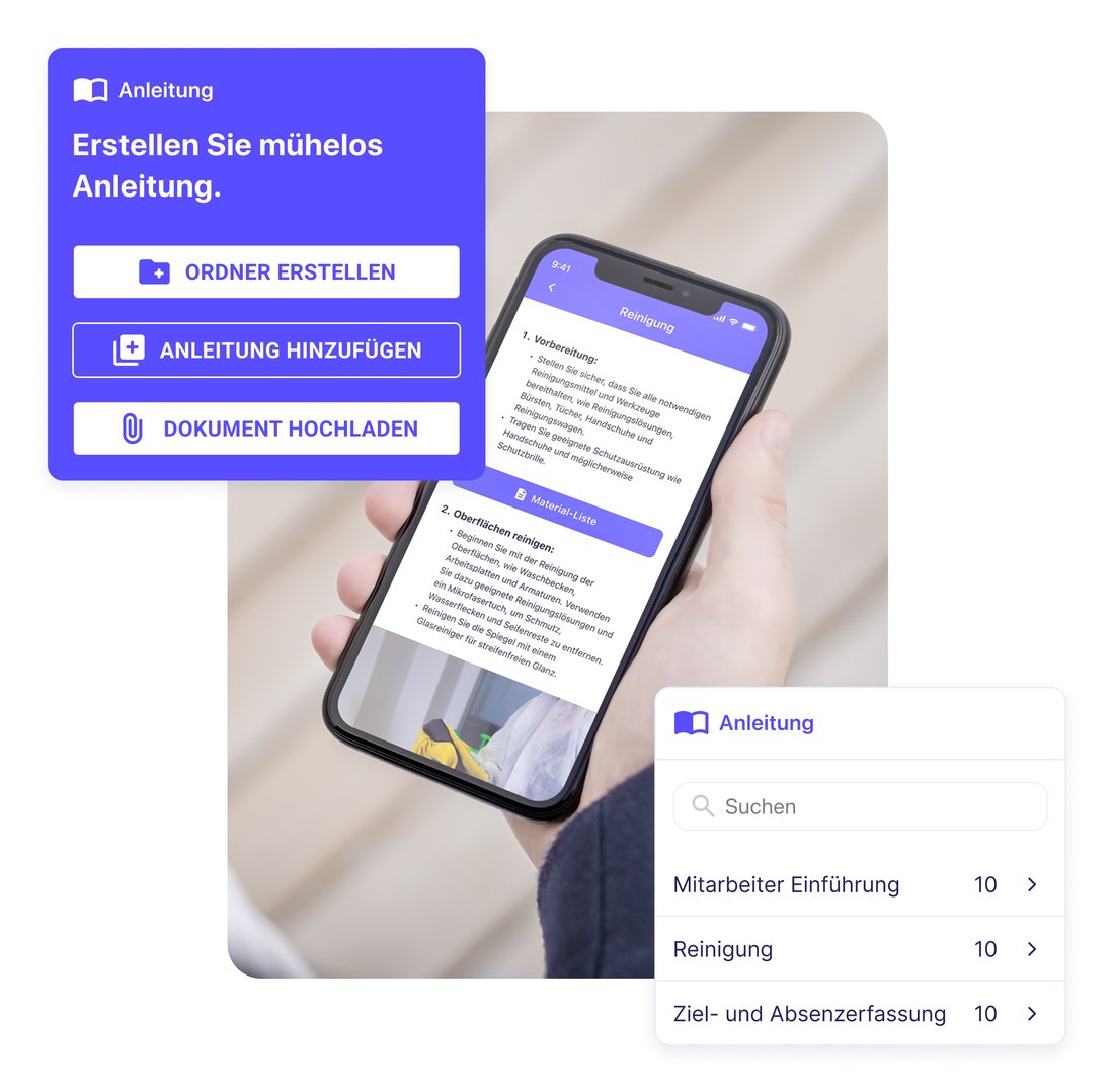 Anleitungen, Screenshot in der App